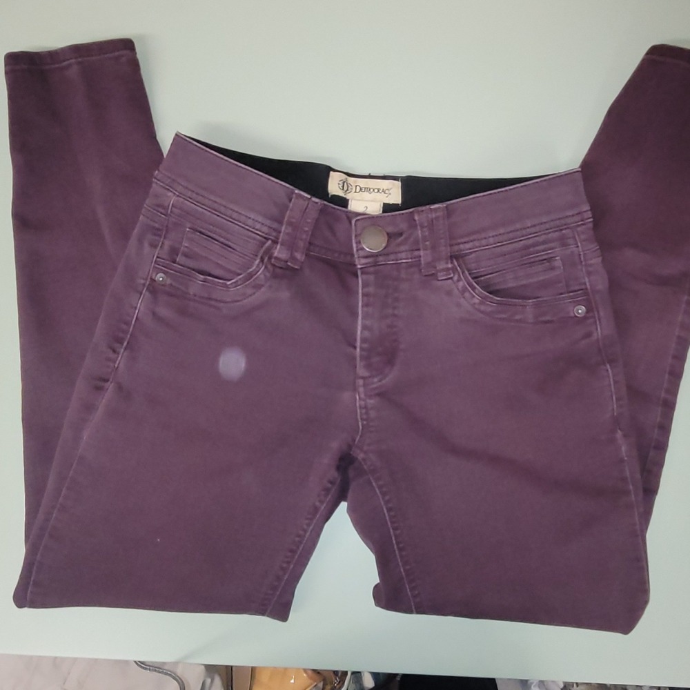 Democracy Absolution Skinny Jeans Plum Purple Mid Rise Size 2 Stretch Tapered